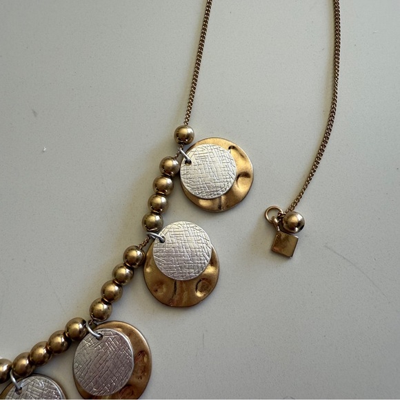 Banana Republic- Factory Store- Bronze-Gold-Silver-Two Tone-Coin-Necklace-Beads - Picture 4 of 9